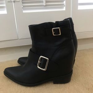 Jeffrey Campbell Welda Hidden-Wedge Buckled Bootie
